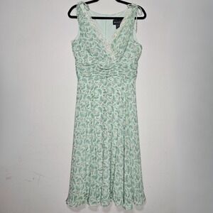Connected Apparel Womens Y2K Green Floral Fairy Babydoll Midi Dress Size 10 Lace